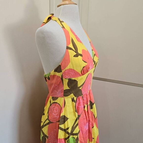 Trina Turk retro style yellow/orange halter sundress, Pre-owned, sz.4 - Picture 4 of 10
